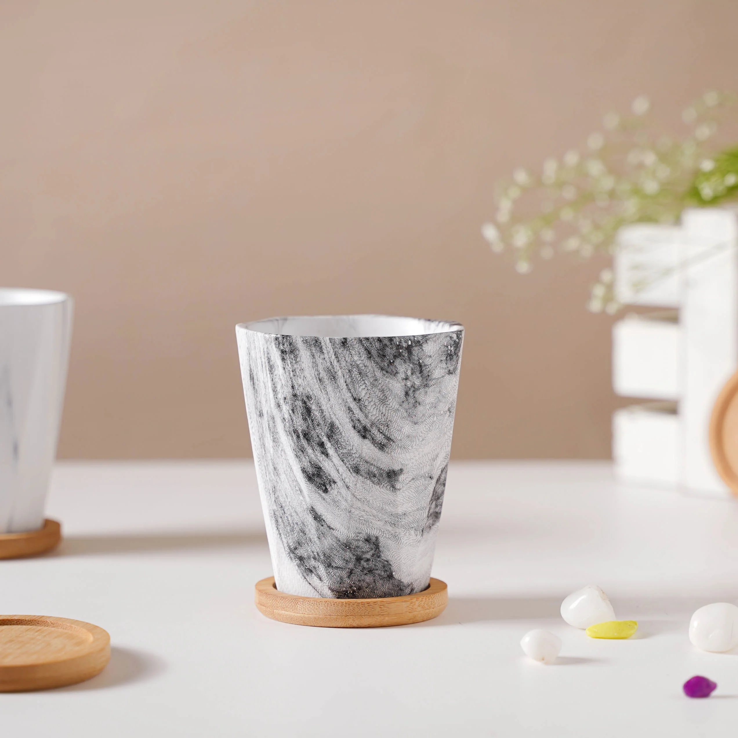 Carrara Charcoal Planter With Coaster - Image 3