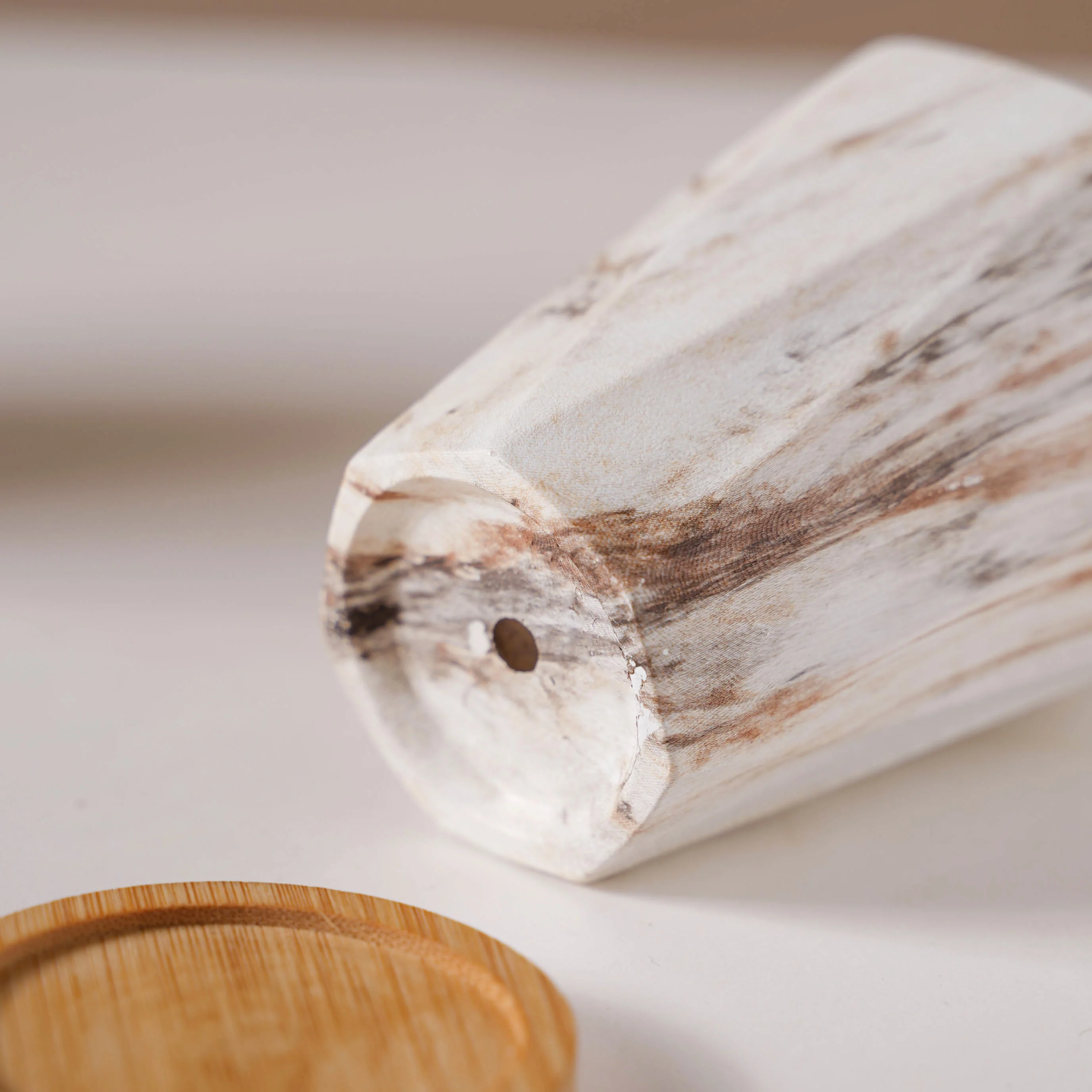 Carrara Marble Brown Planter With Coaster - Image 8