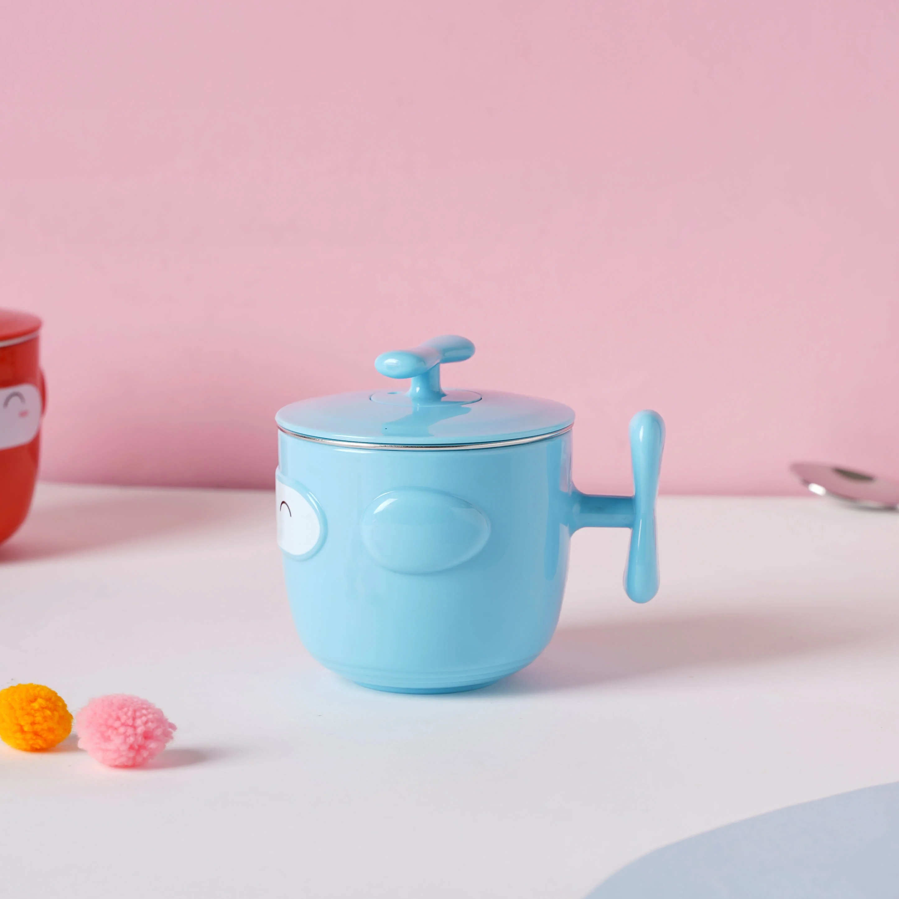 Cartoon Double Wall Stainless Steel Baby Bowl Blue 200 ml - Image 2