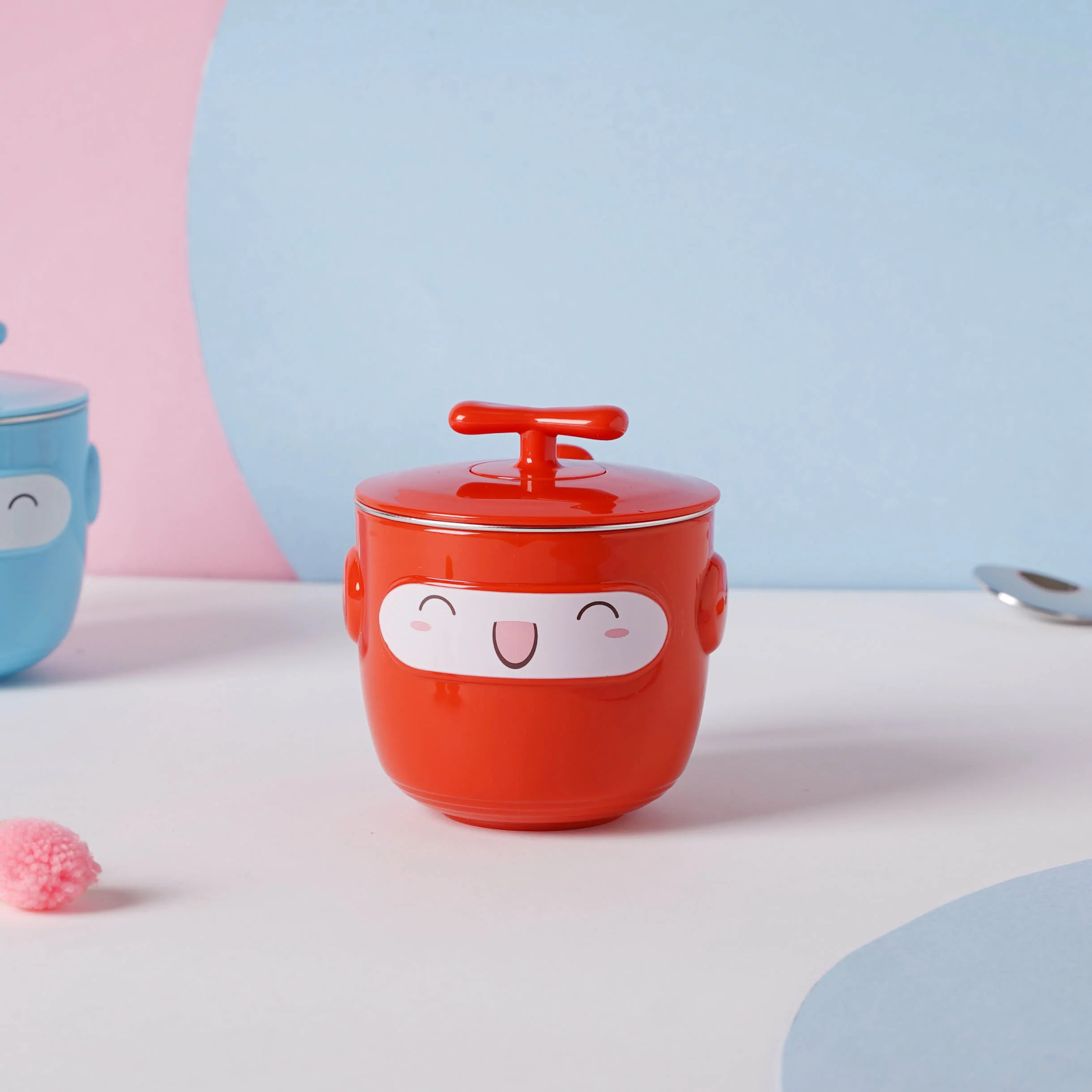 Cartoon Double Wall Stainless Steel Baby Bowl Red 200 ml