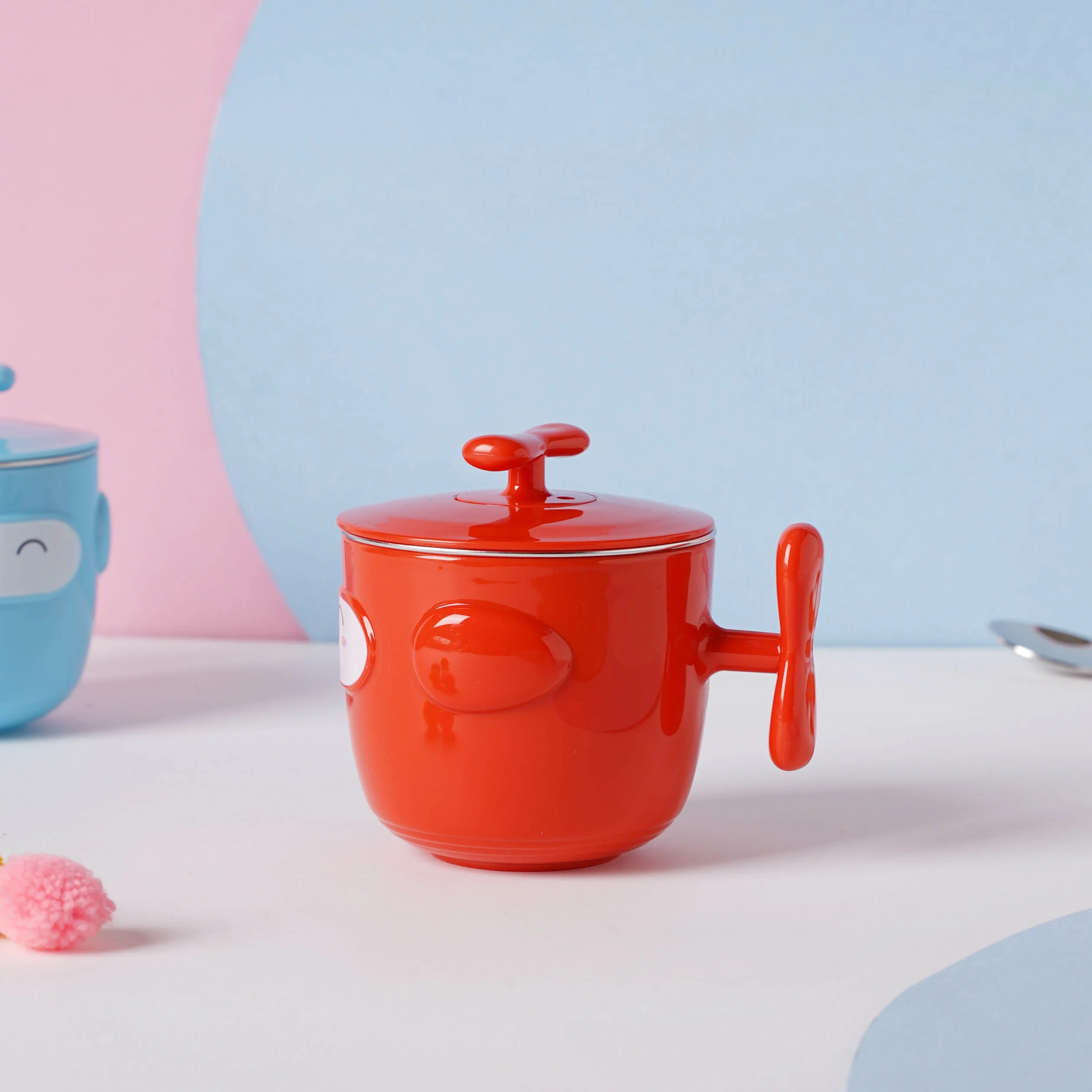 Cartoon Double Wall Stainless Steel Baby Bowl Red 200 ml - Image 2