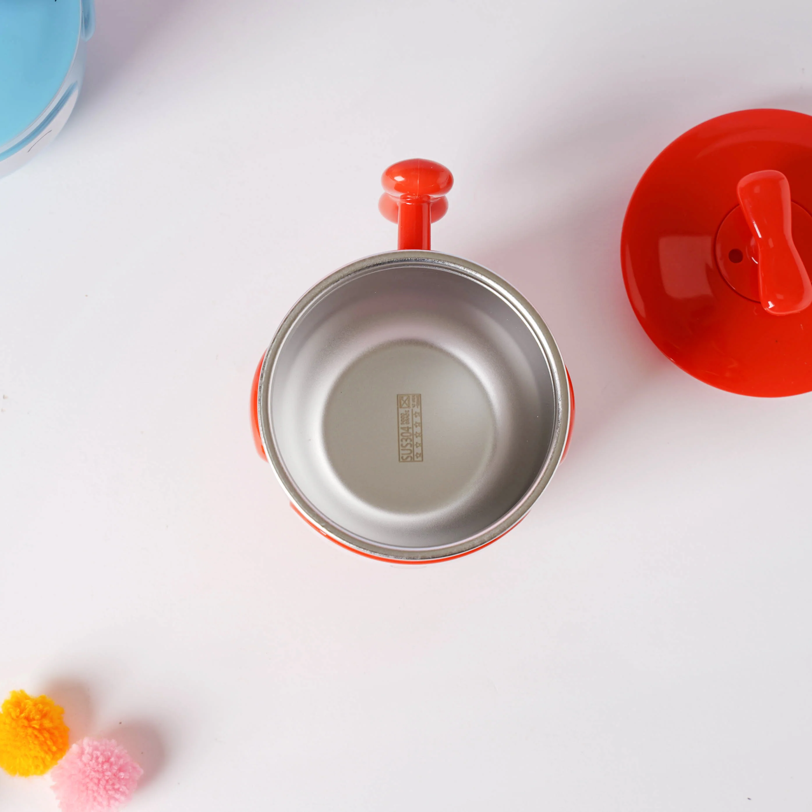 Cartoon Double Wall Stainless Steel Baby Bowl Red 200 ml - Image 4