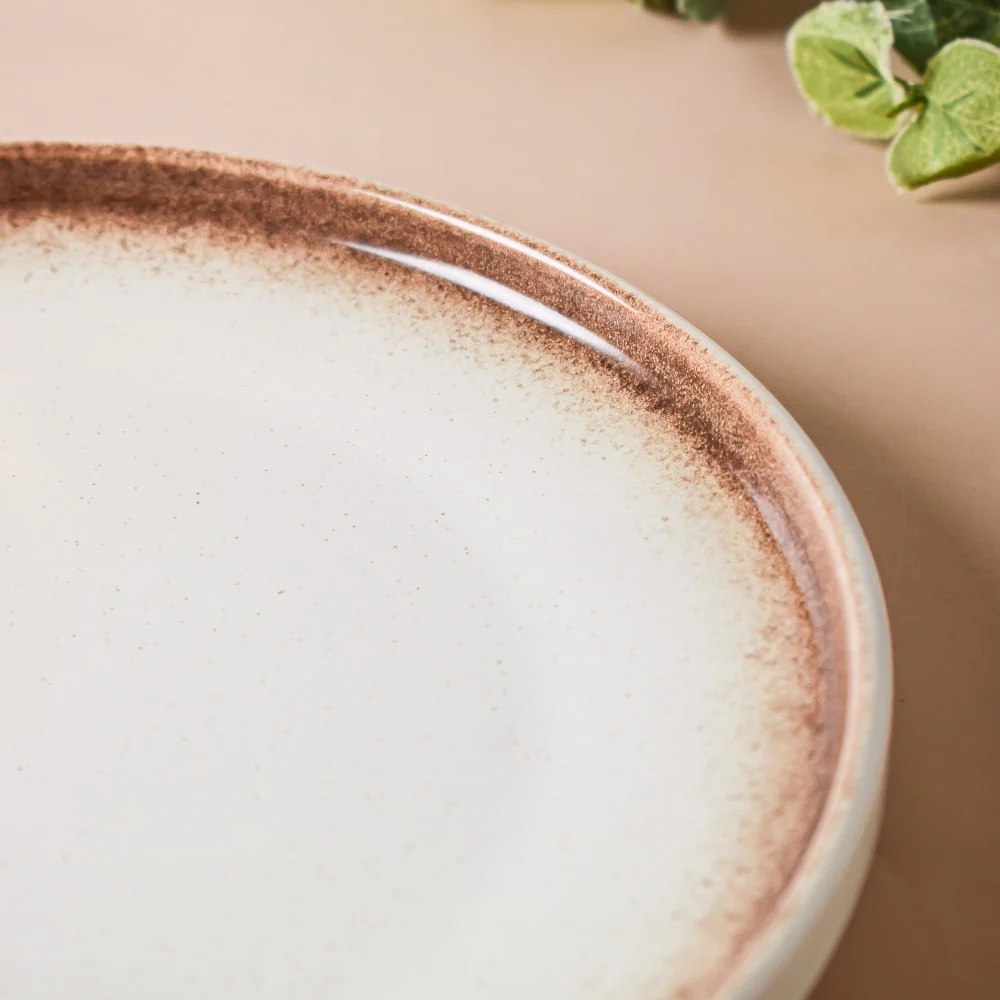 Cavern Clay Ceramic Dinner Plate White Brown 10 Inch - Image 6