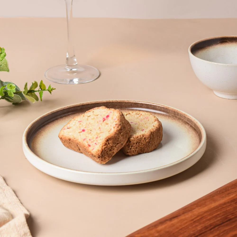 Cavern Clay Ceramic Snack Plate White Brown 8 Inch