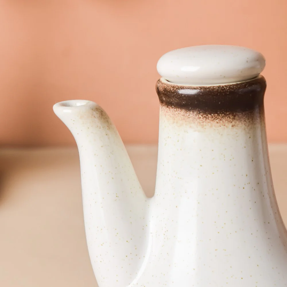 Cavern Clay Spouted Oil Pot White 150 ml - Image 5