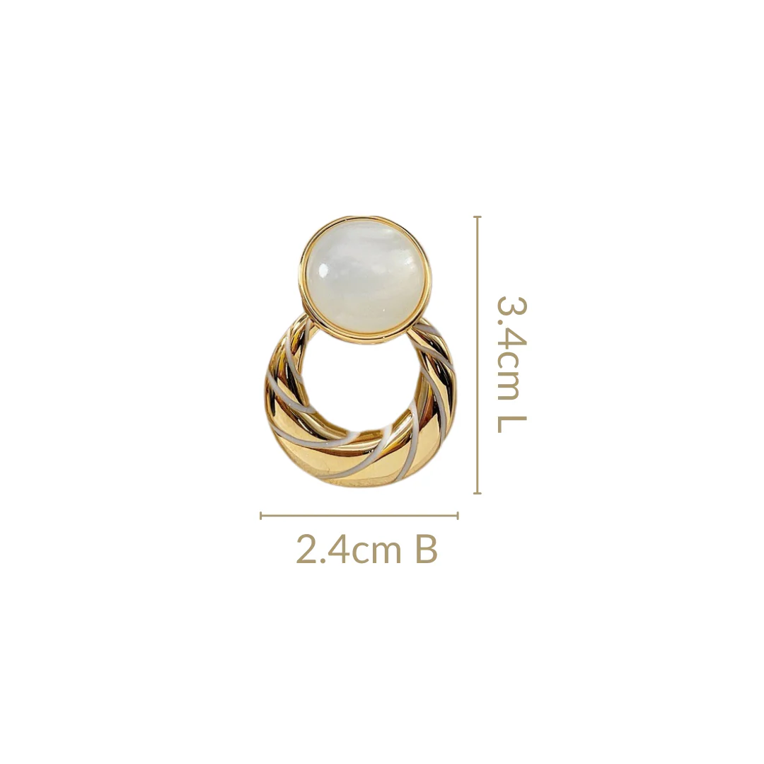 Celestial Opal Hoop Dangler Earrings White - Image 3