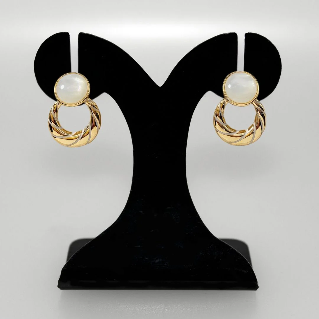 Celestial Opal Hoop Dangler Earrings White - Image 6