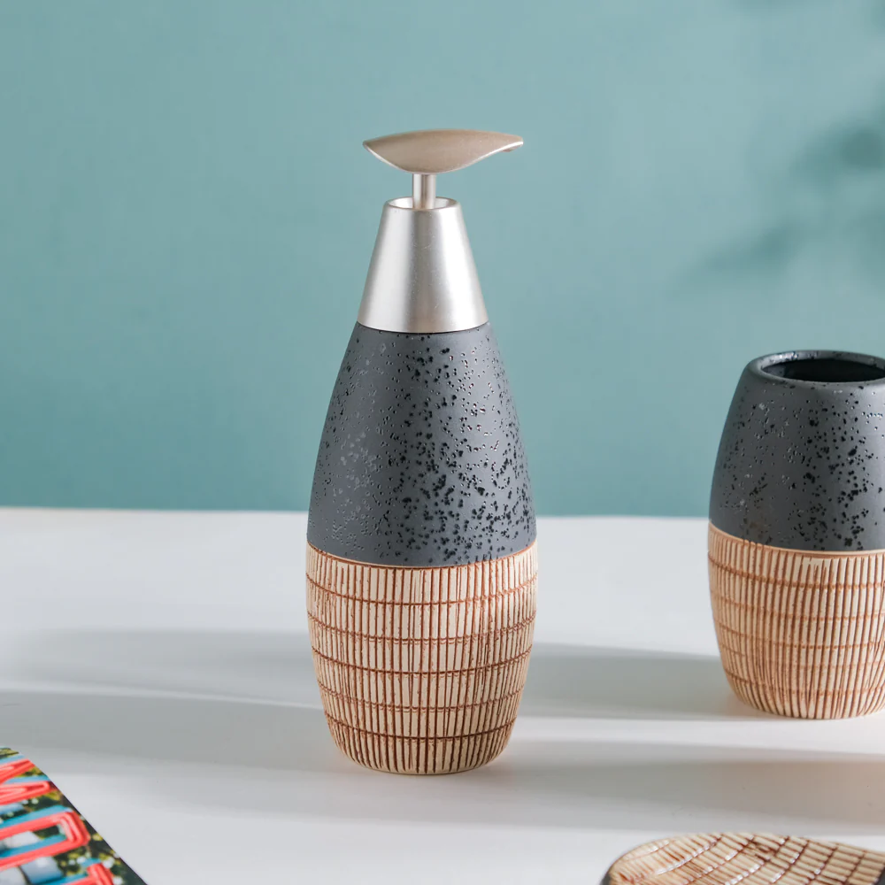 Celestria Black Ceramic Stoneware Bathroom Set Of 4 - Image 3