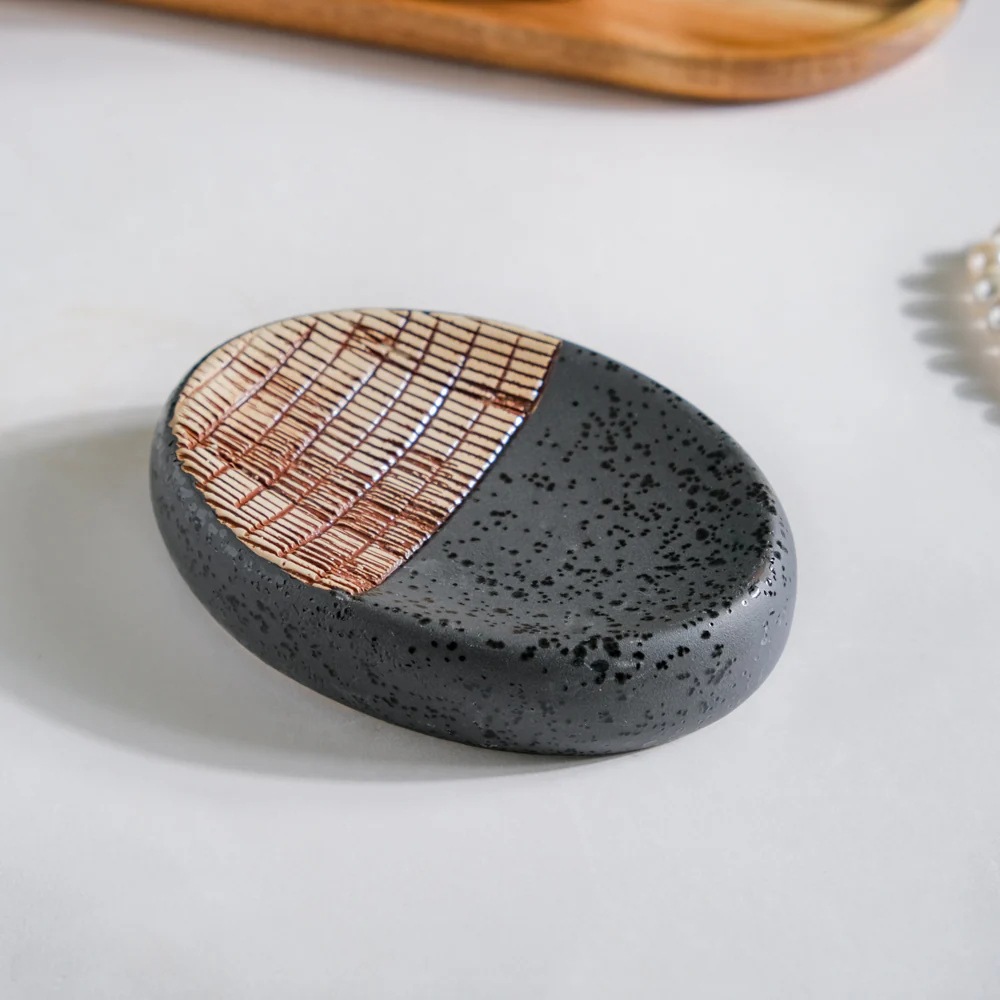 Celestria Black Ceramic Stoneware Bathroom Set Of 4 - Image 8