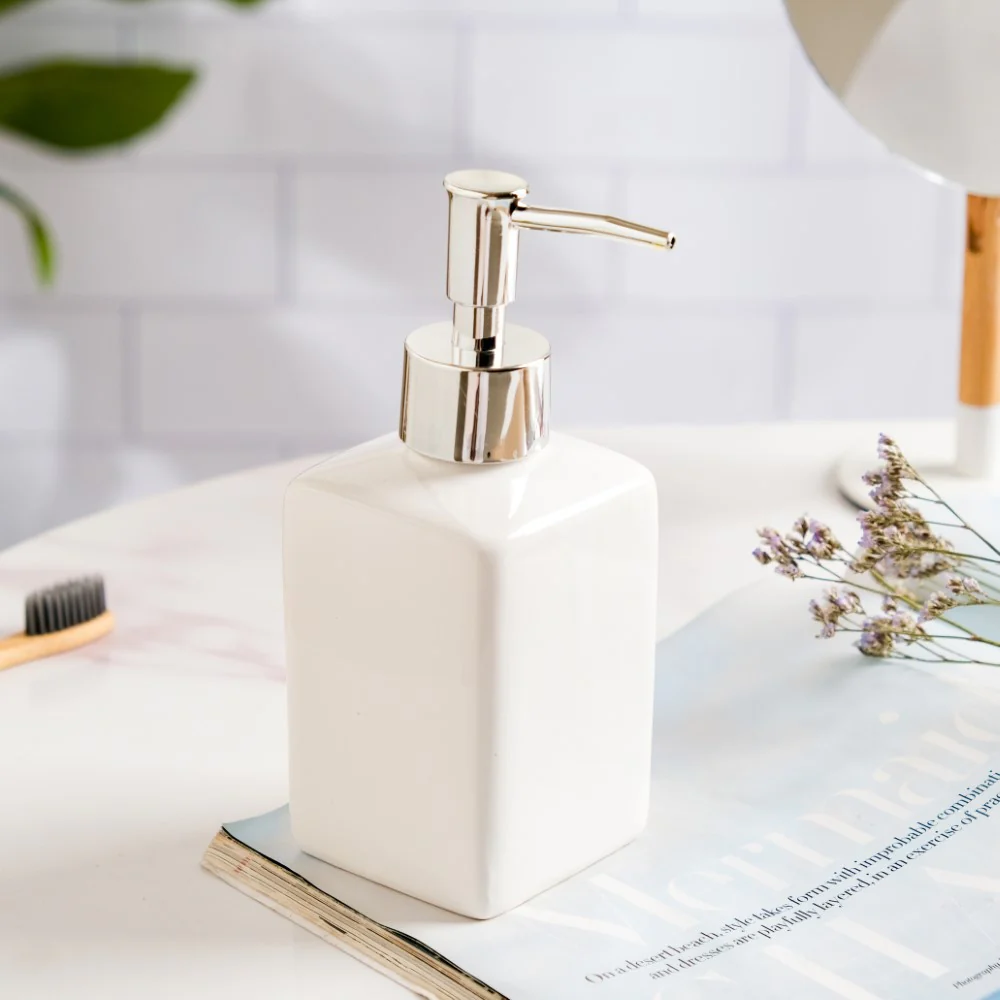 Celestria Ceramic Dispenser With Nozzle White 6 Inch