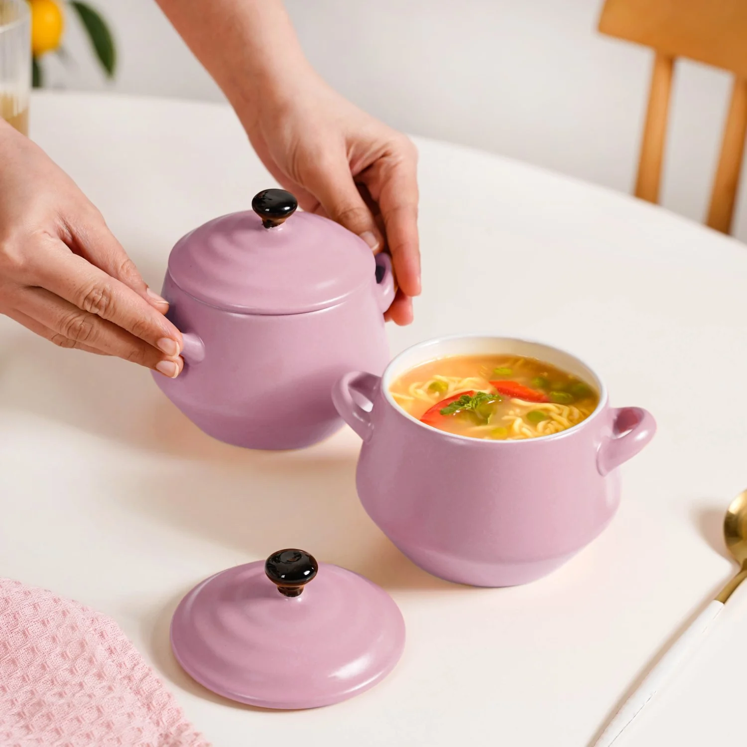 Ceramic Amara Ramen Bowl Set Of 2 Purple 450ml - Image 3