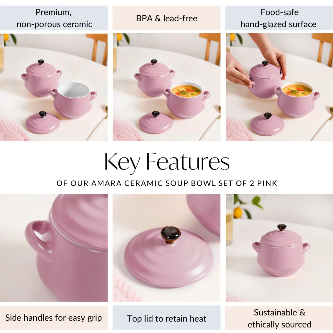 Ceramic Amara Ramen Bowl Set Of 2 Purple 450ml - Image 5