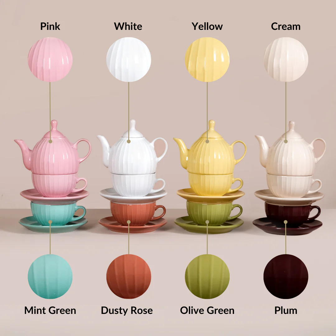 Ceramic Ambrosia One Cup Tea Set Plum - Image 10