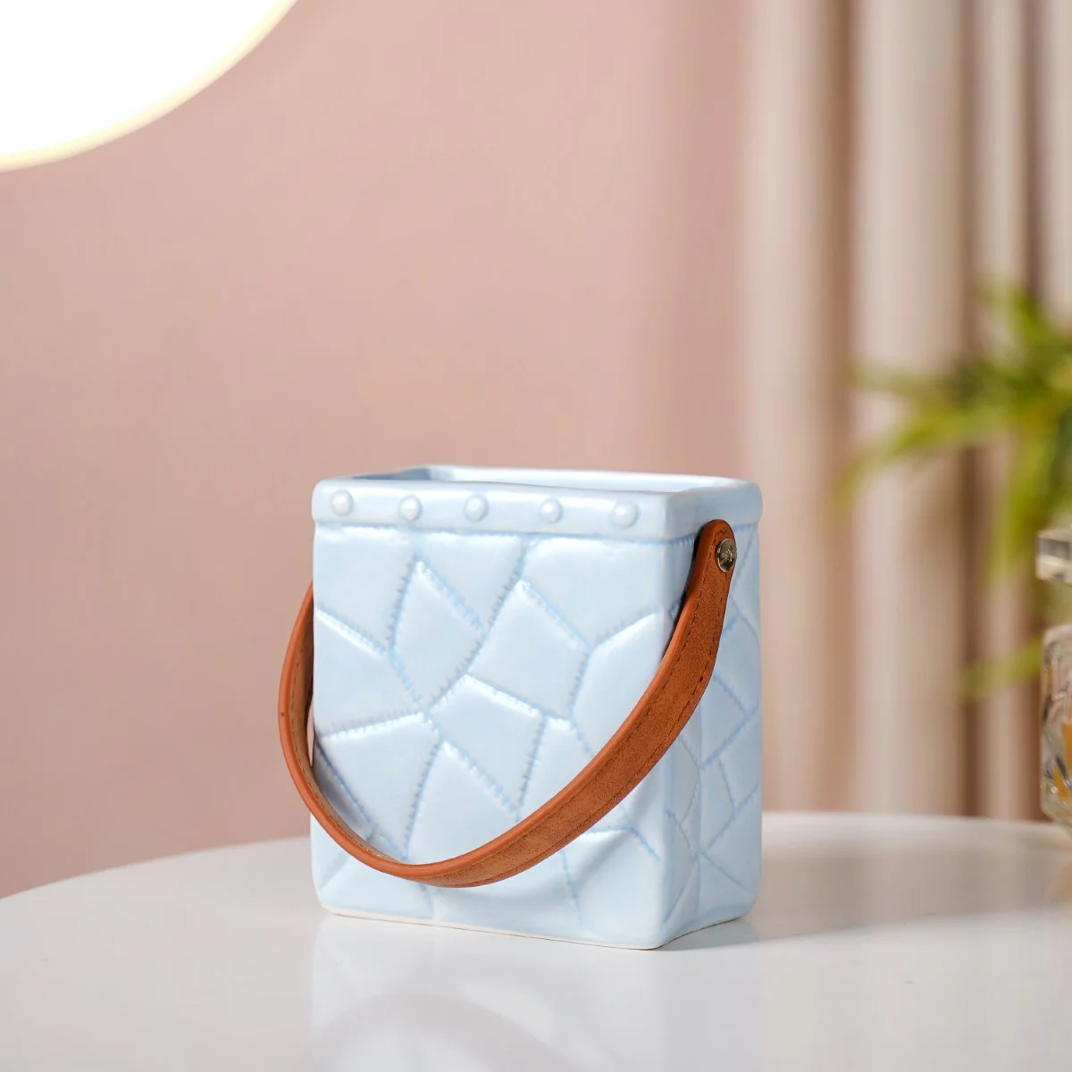 Ceramic Bag Shaped Mini Flower Vase For Home Blue - Image 6