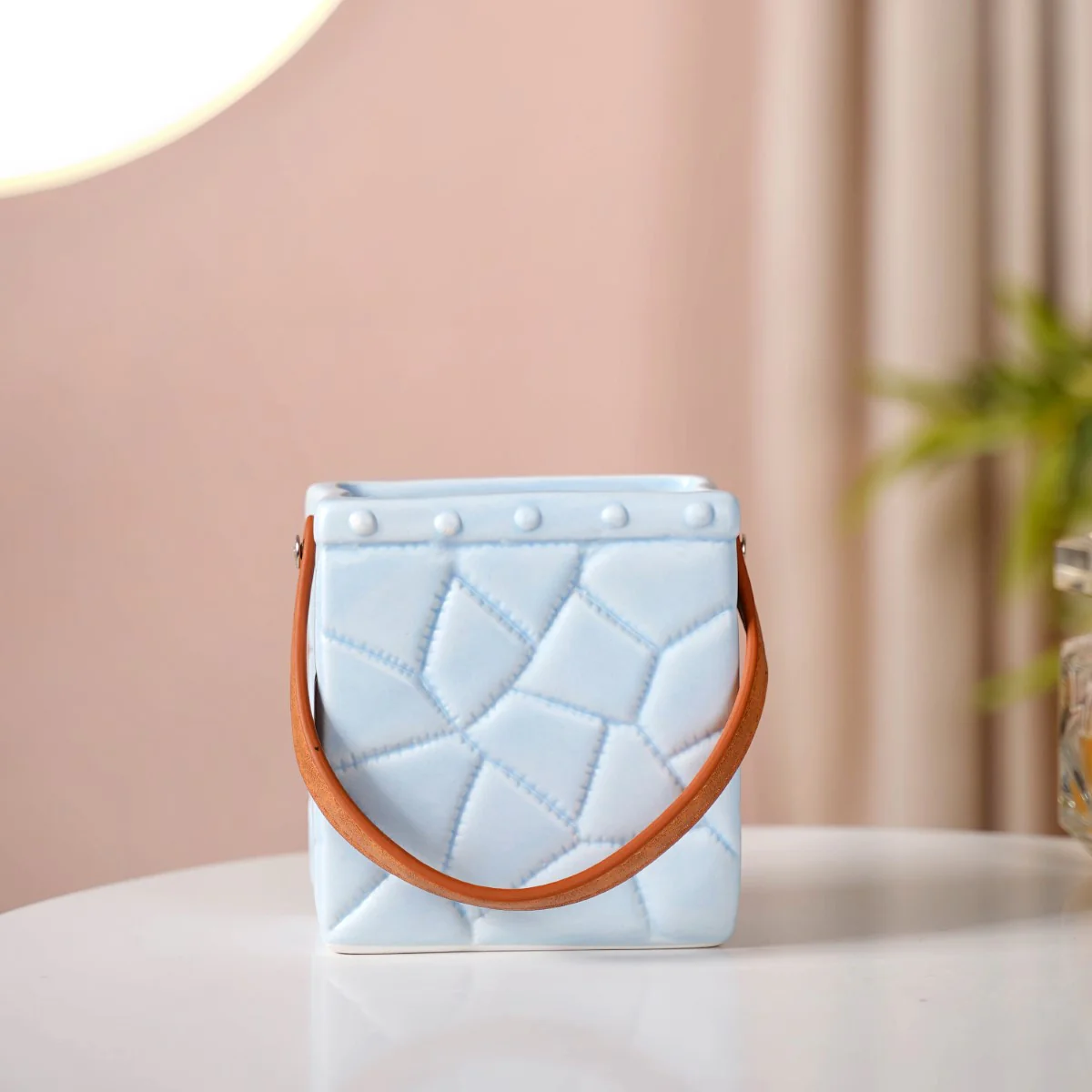 Ceramic Bag Shaped Mini Flower Vase For Home Blue - Image 7