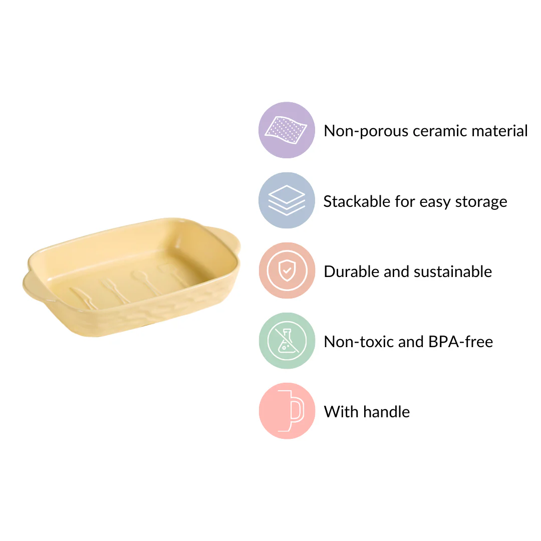 Ceramic Baking Dish With Handle Yellow 650 ml - Image 5