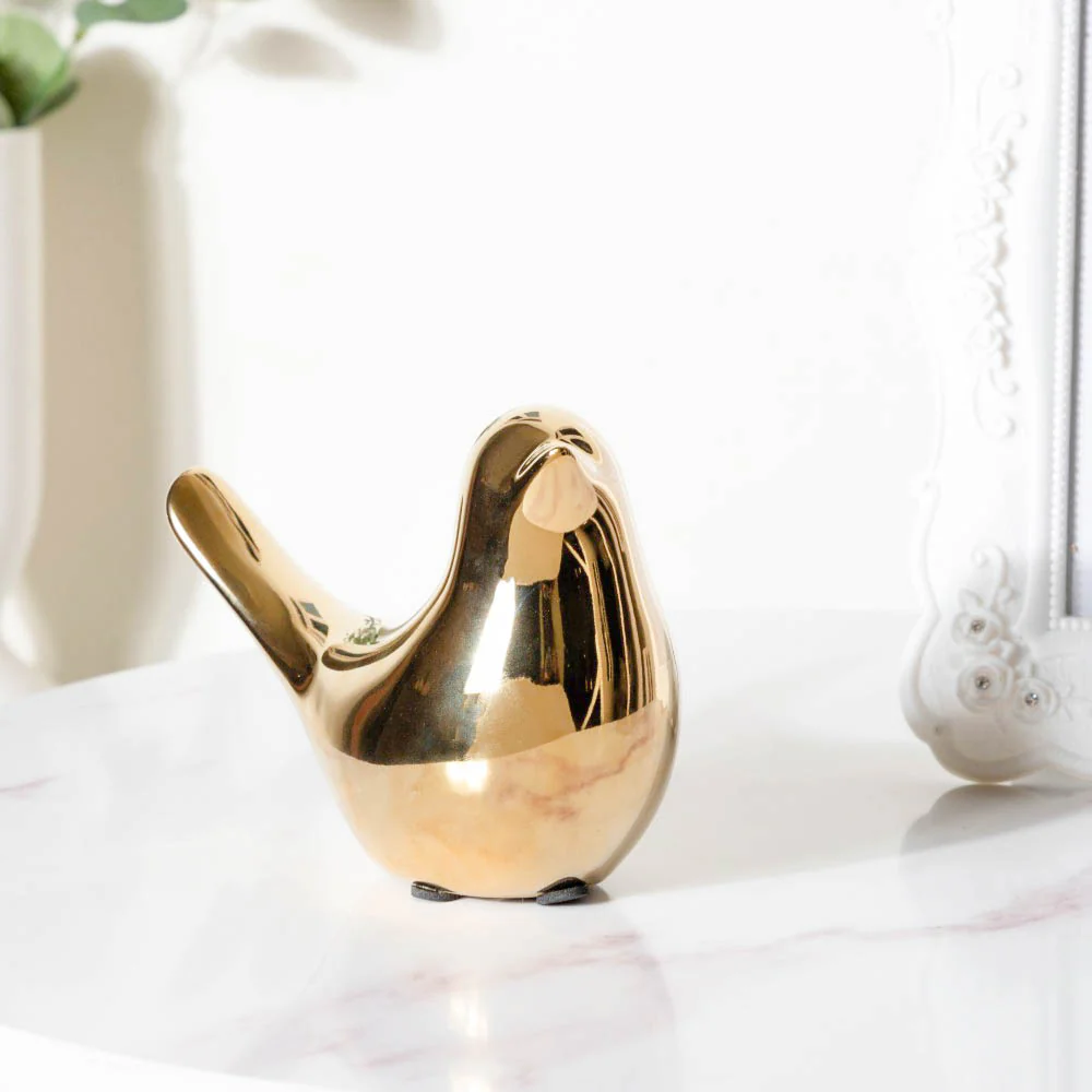 Ceramic Bird Showpiece Gold Set Of 2 - Image 4