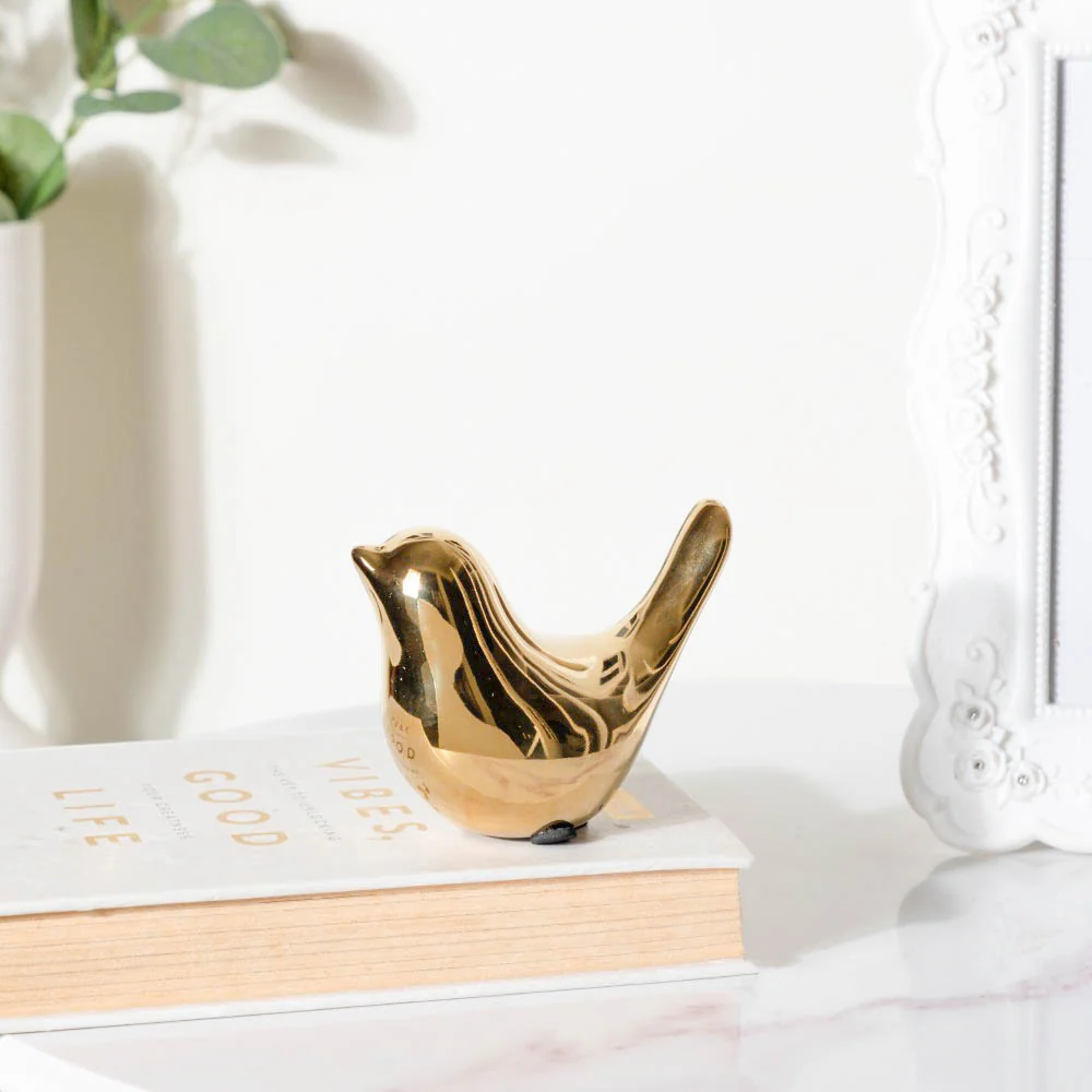 Ceramic Bird Showpiece Gold Set Of 2 - Image 5