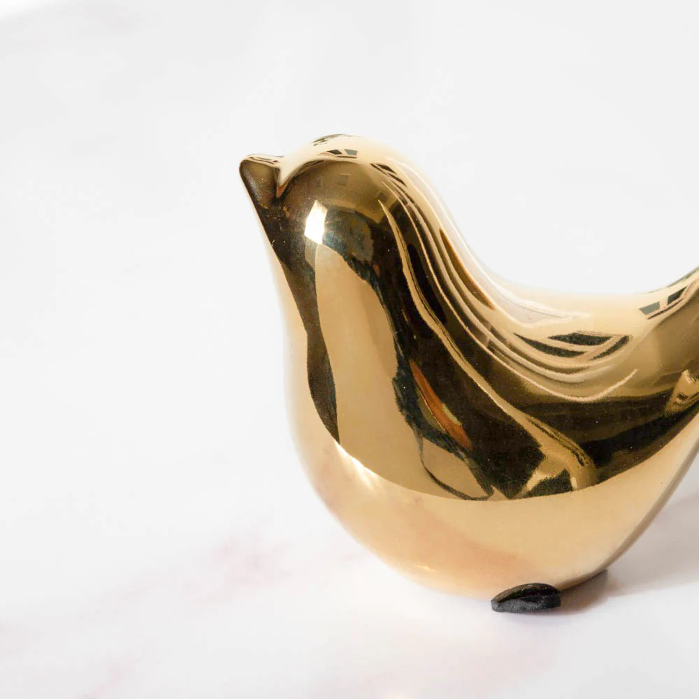 Ceramic Bird Showpiece Gold Set Of 2 - Image 7