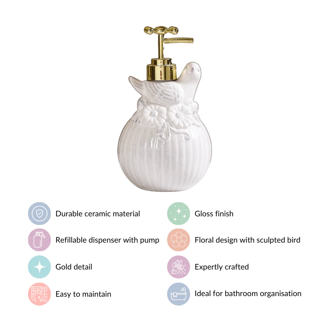 Ceramic Birdy Liquid Dispenser White - Image 5