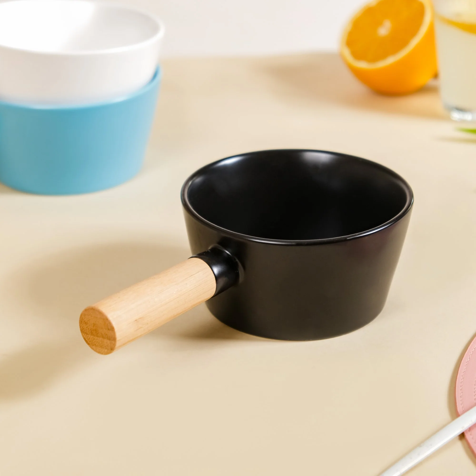 Ceramic Bowl With Handle Black 450 ml - Image 11
