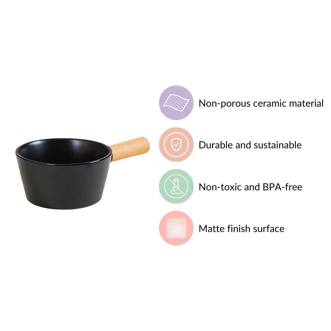 Ceramic Bowl With Handle Black 450 ml - Image 5