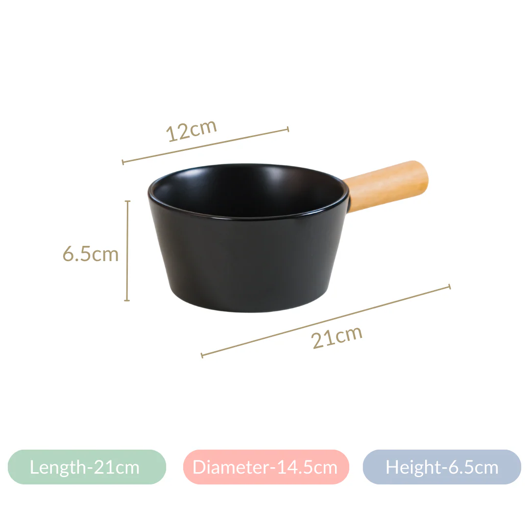 Ceramic Bowl With Handle Black 450 ml - Image 7