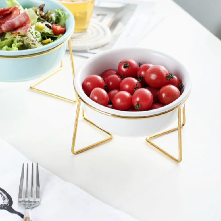 Ceramic Bowl With Metal Stand White 800 ml - Image 2