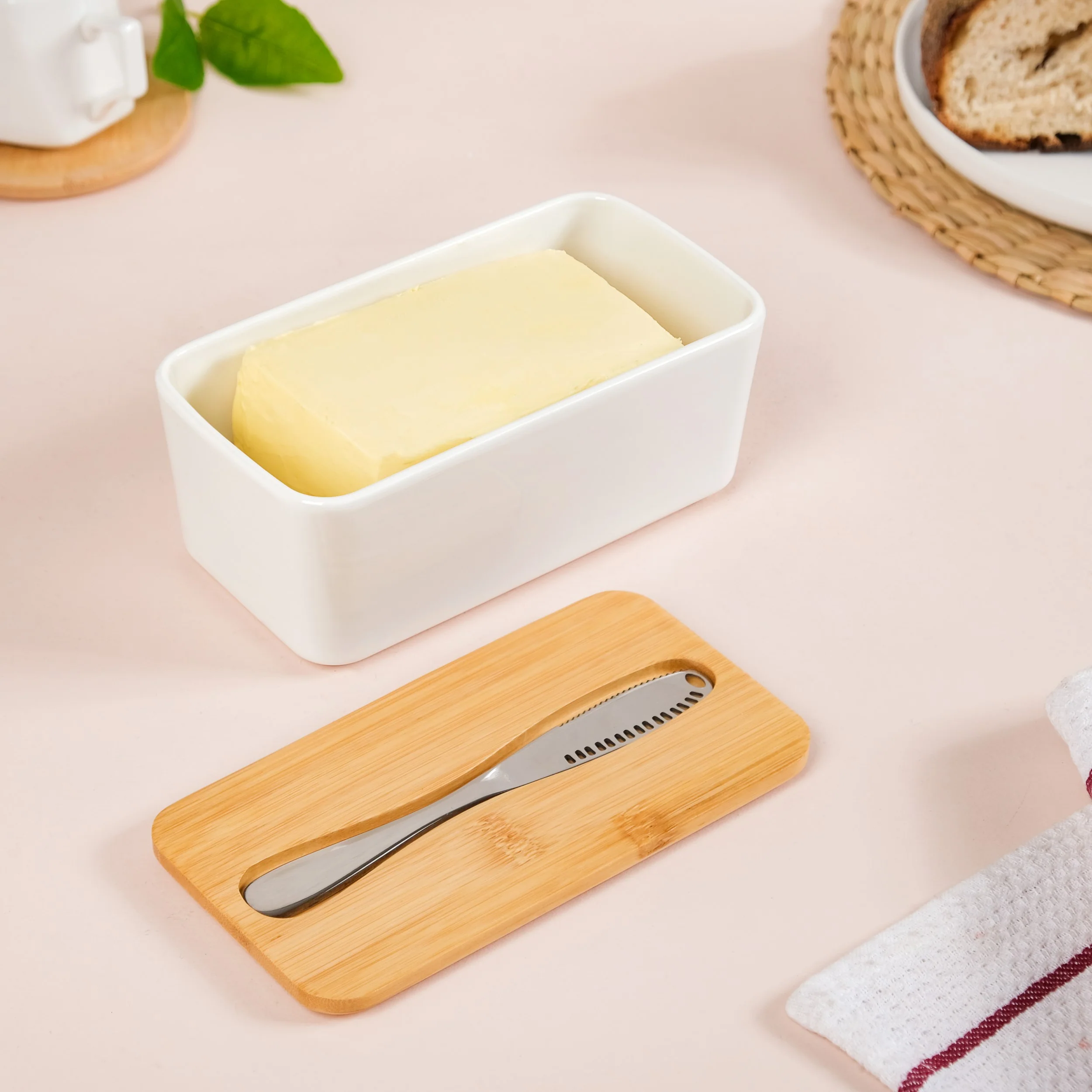 Ceramic Butter Dish With Lid And Butter Knife - Image 3
