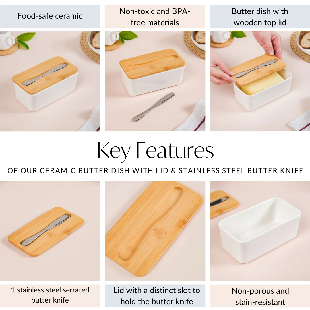 Ceramic Butter Dish With Lid And Butter Knife - Image 5
