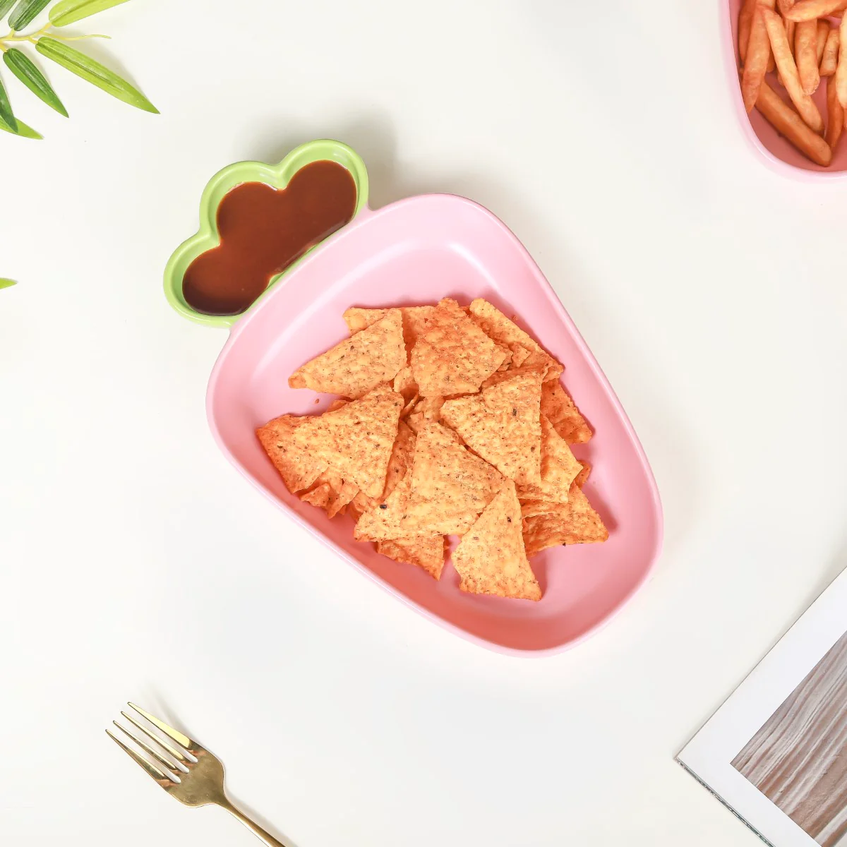 Ceramic Chip And Dip Platter Pink 550 ml - Image 9