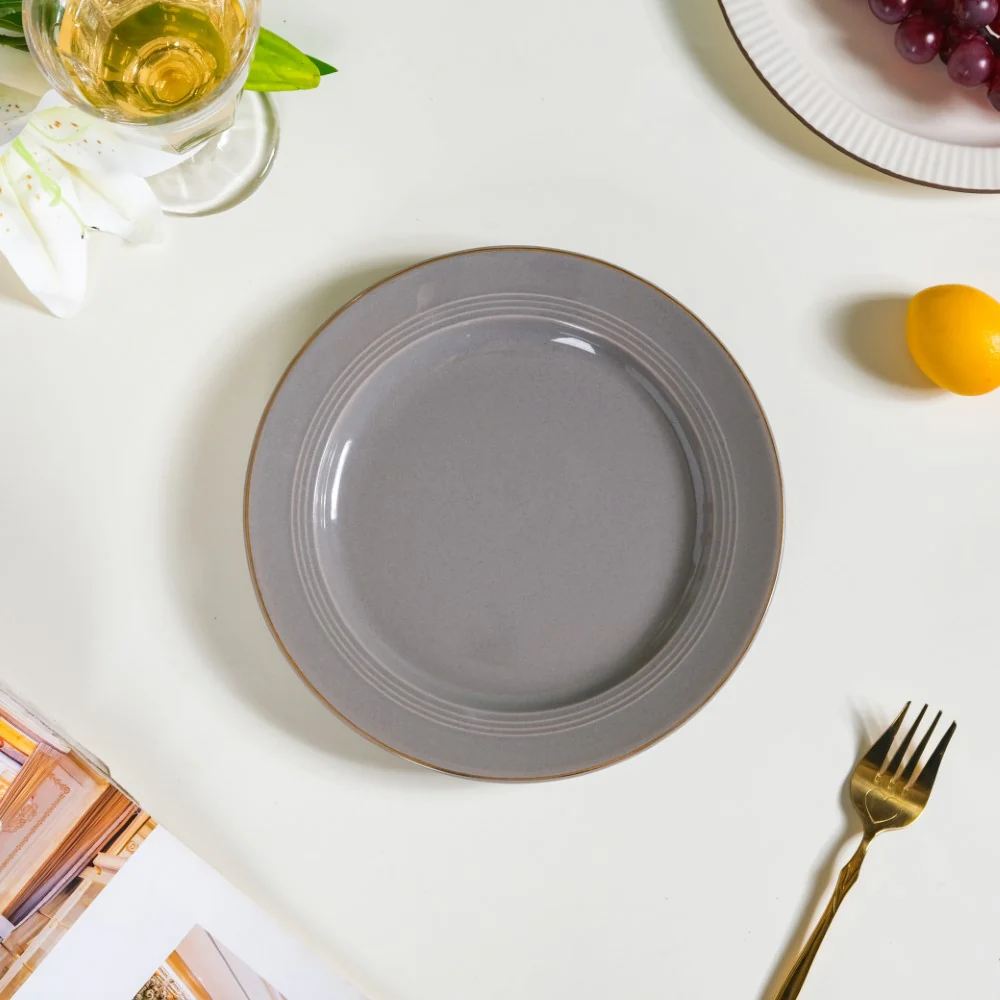 Ceramic Clay Snack Plate Grey 8 Inch - Image 3