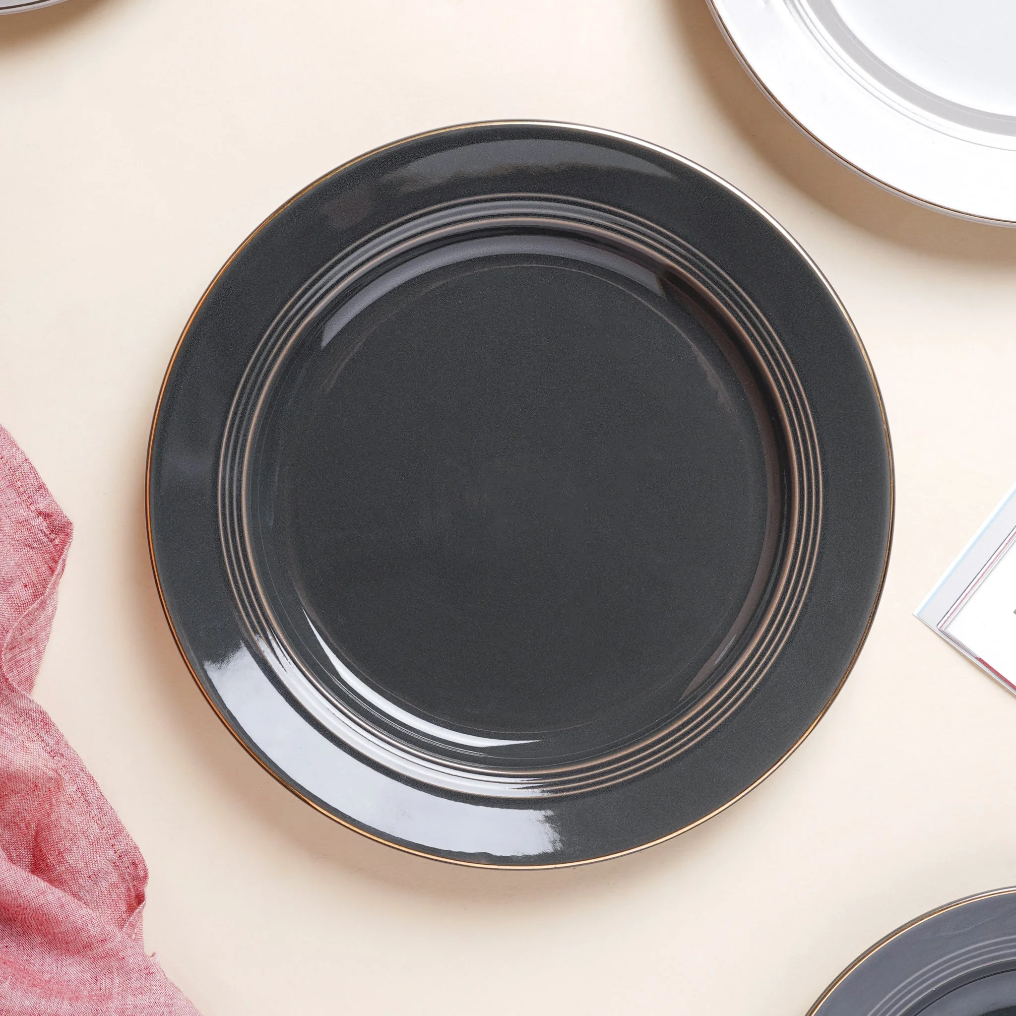 Ceramic Clay Snack Plate Black 8 Inch