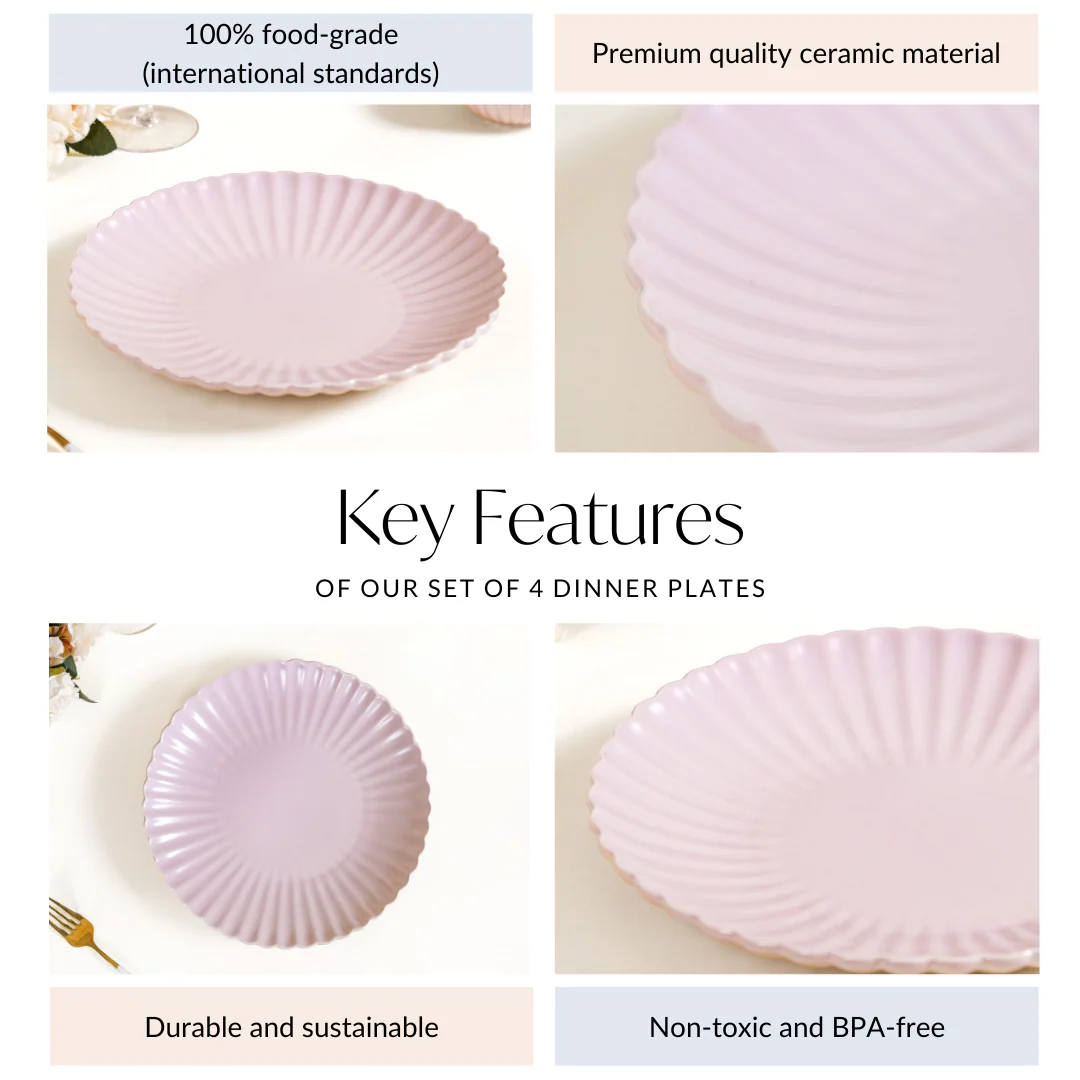 Ceramic Dinner Plates Lilac Scallop Set Of 4 10 Inch - Image 4