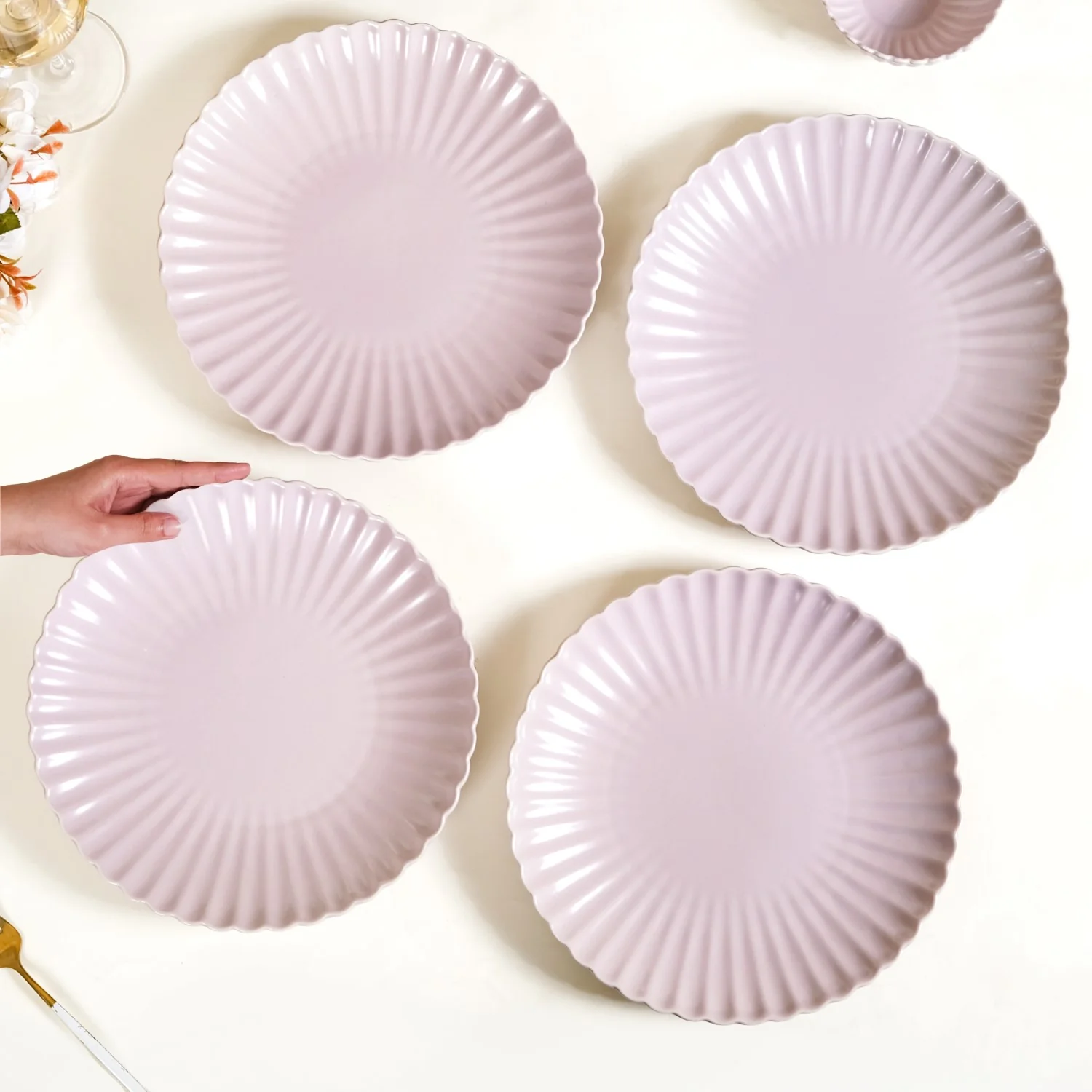 Ceramic Dinner Plates Lilac Scallop Set Of 4 10 Inch - Image 7