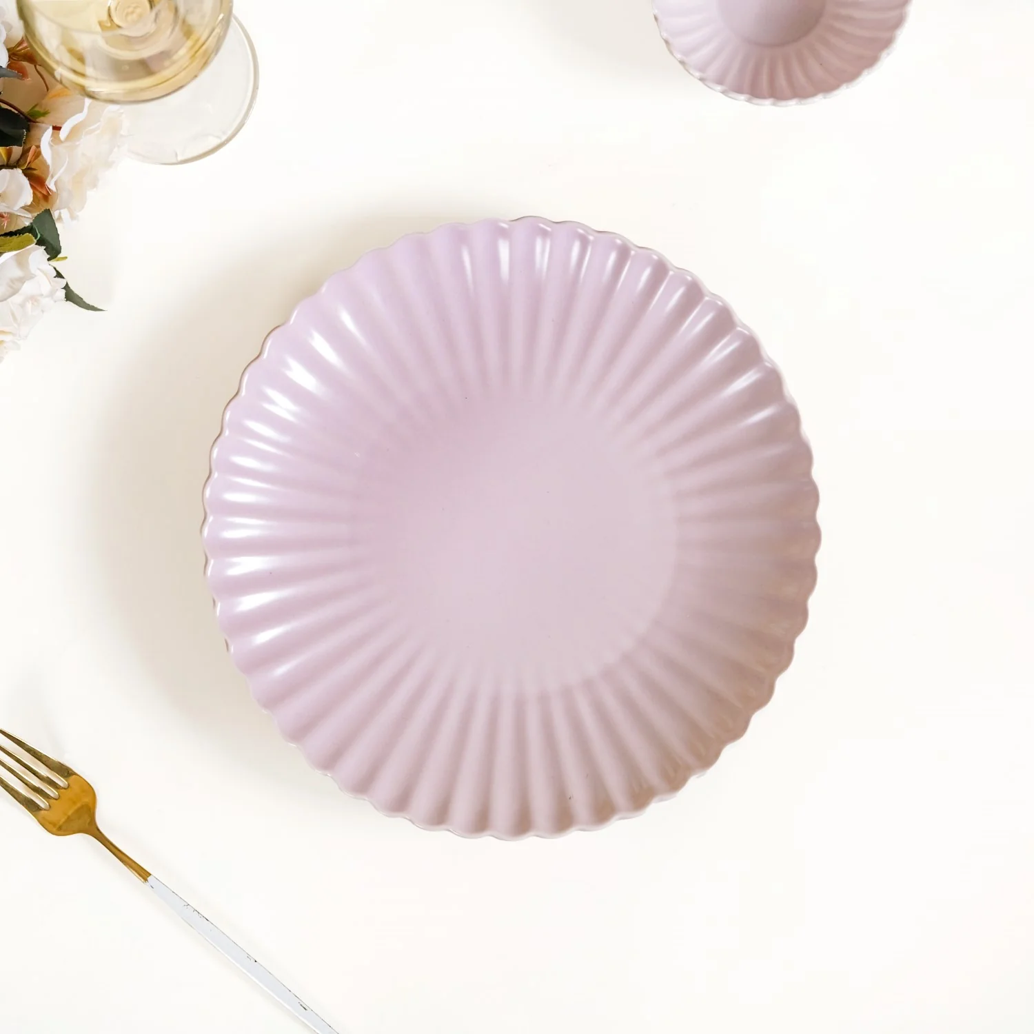 Ceramic Dinner Plates Lilac Scallop Set Of 4 10 Inch - Image 8