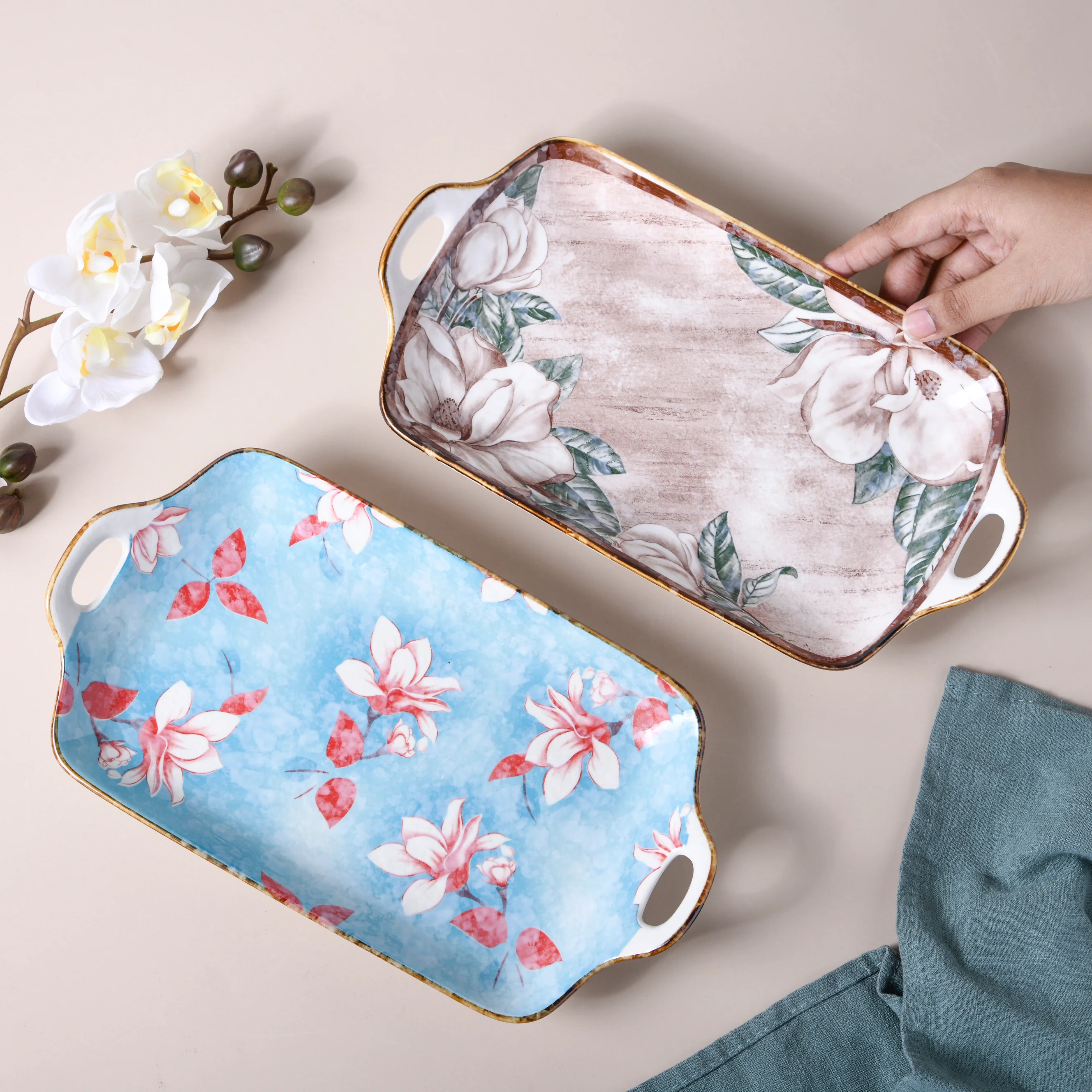 Ceramic Floral Tray - Image 5