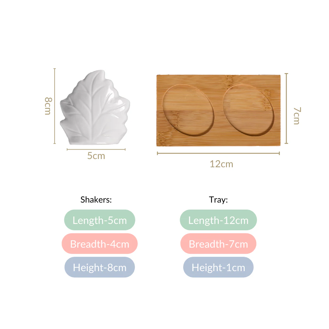 Ceramic Maple Leaf Salt Pepper Shaker Set With Tray - Image 4