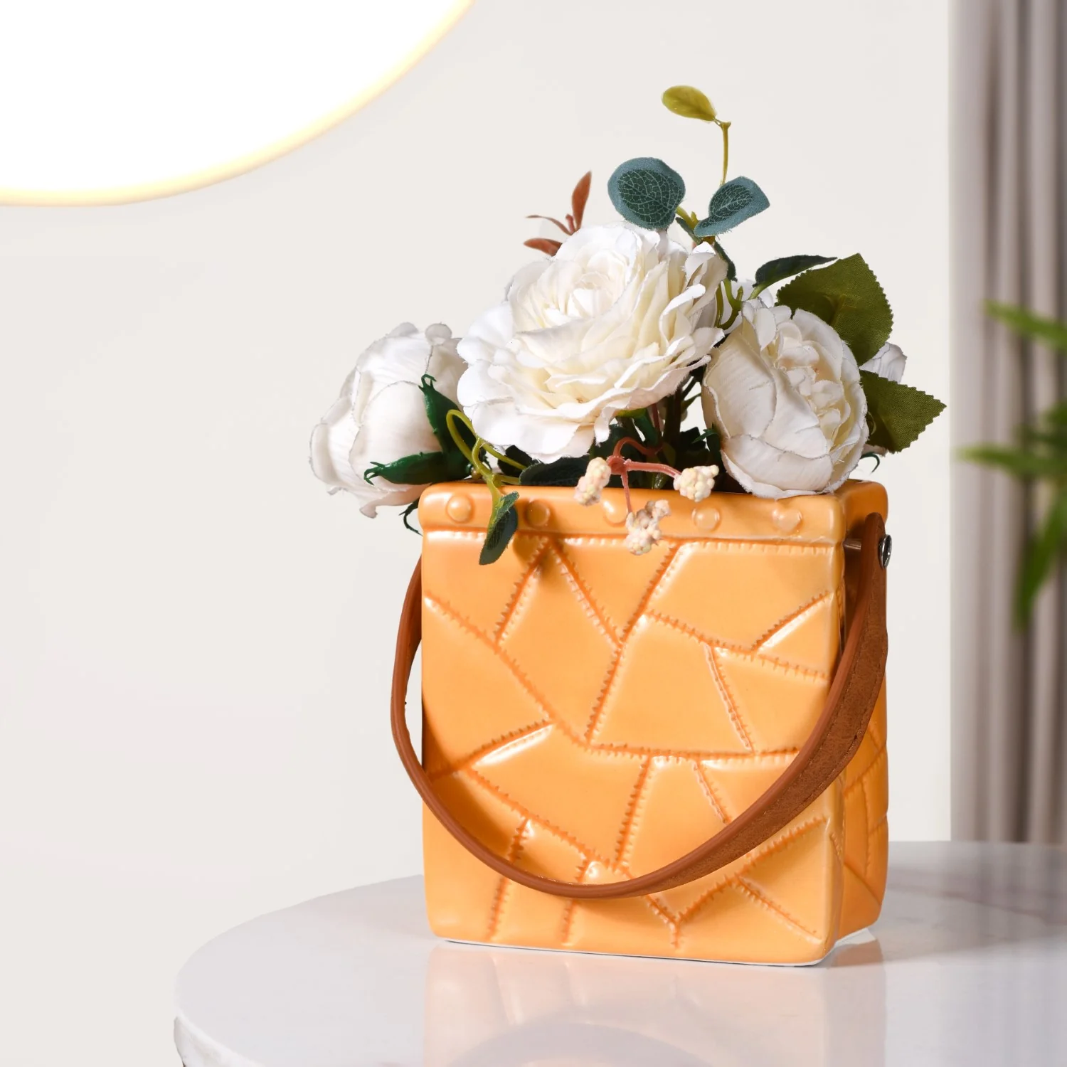 Ceramic Mini Bag Vase Mustard Yellow - Image 2
