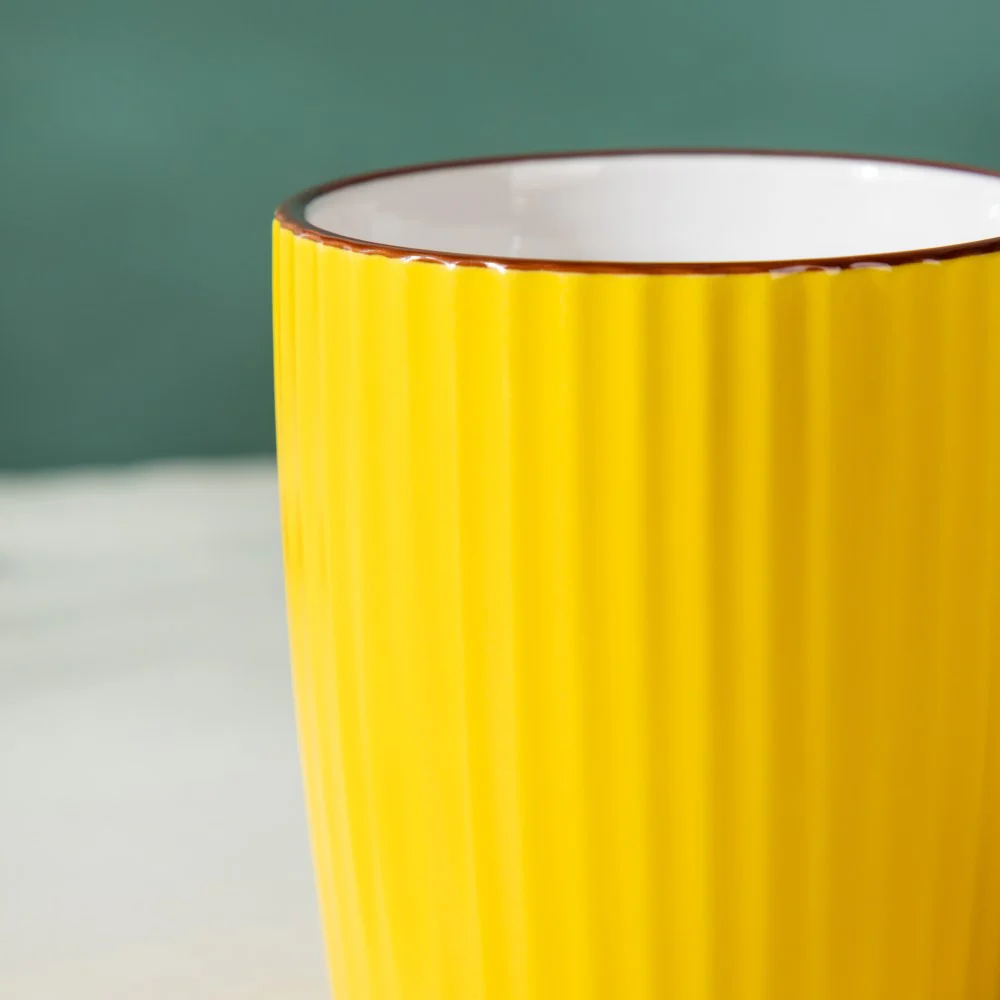 Ceramic Mug with Wooden Lid Yellow - Image 5