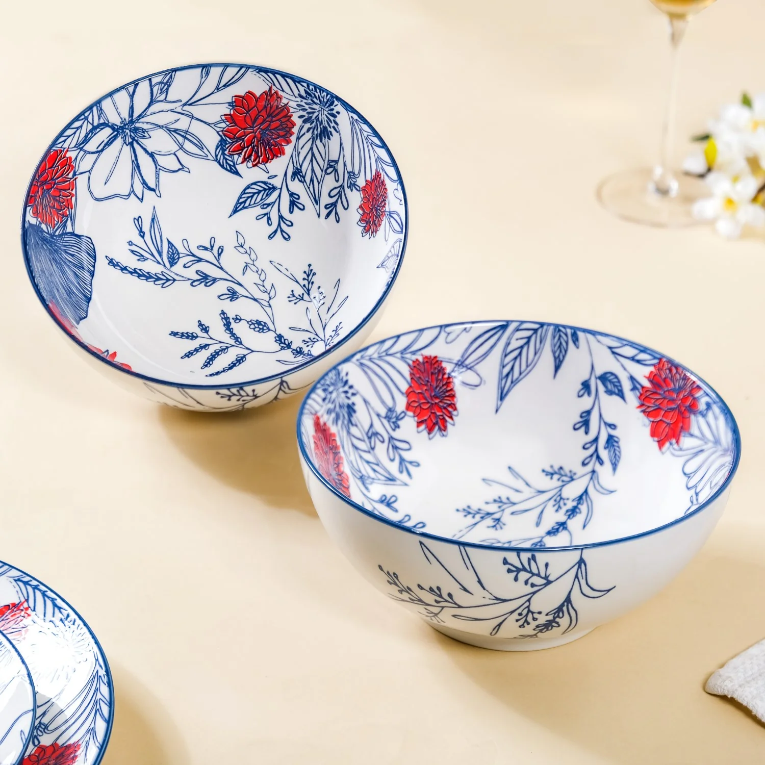 Ceramic Oriental Elegance Serving Bowl Set Of 2 1650ml - Image 3