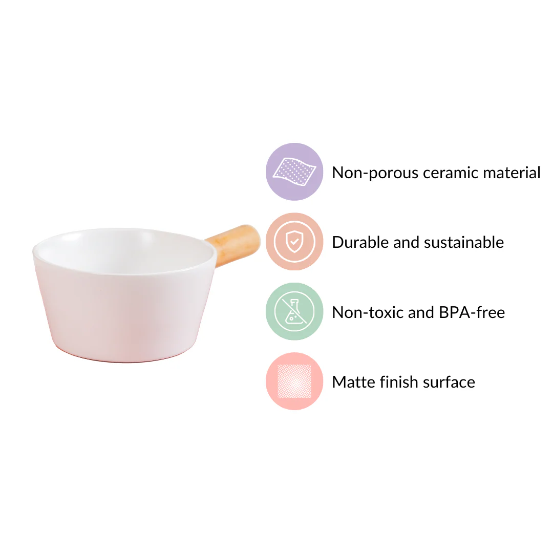 Ceramic Snack Bowl With Handle White 450 ml - Image 5