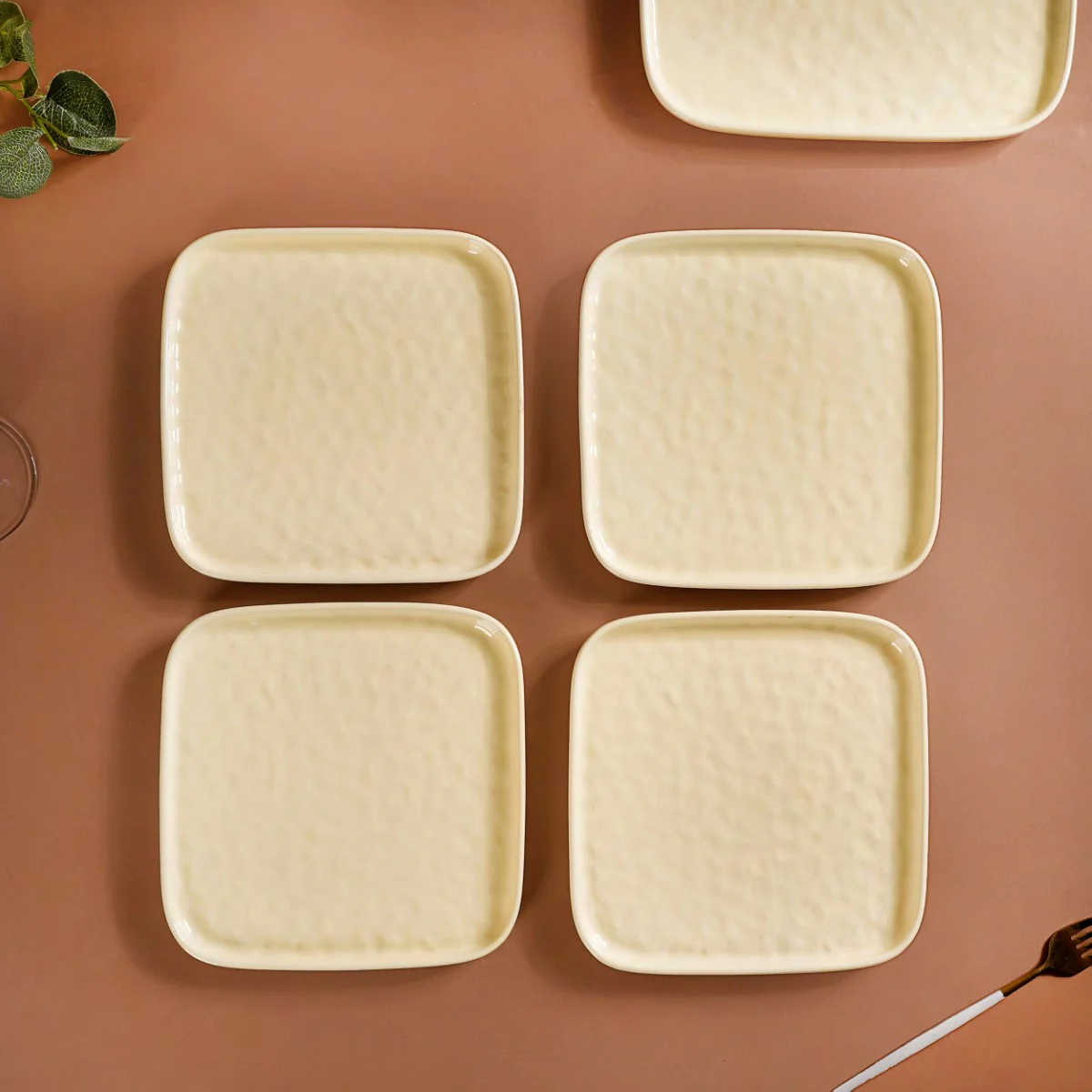 Ceramic Square Snack Plate Vanilla White Set Of 4 8 Inch - Image 9