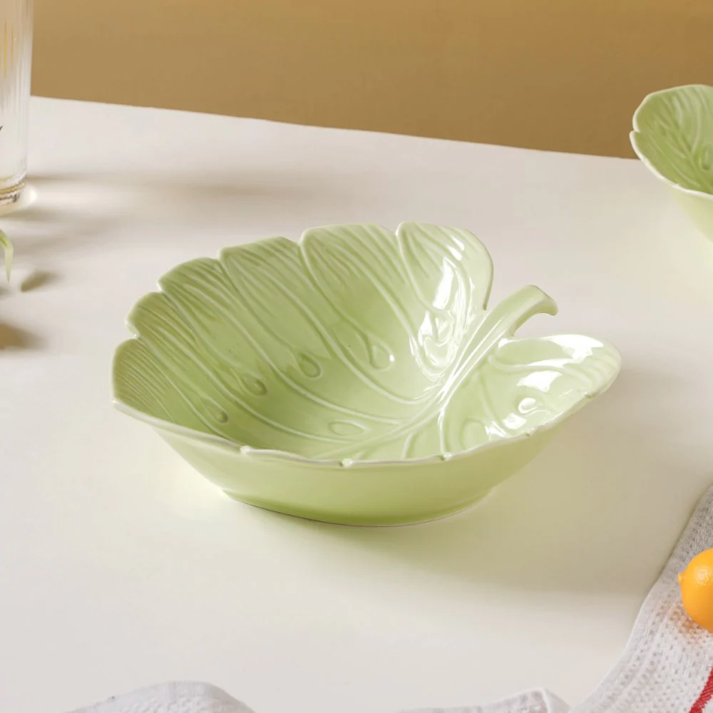Ceramic Taro Leaf Serving Bowl Light Green 700 ml - Image 7