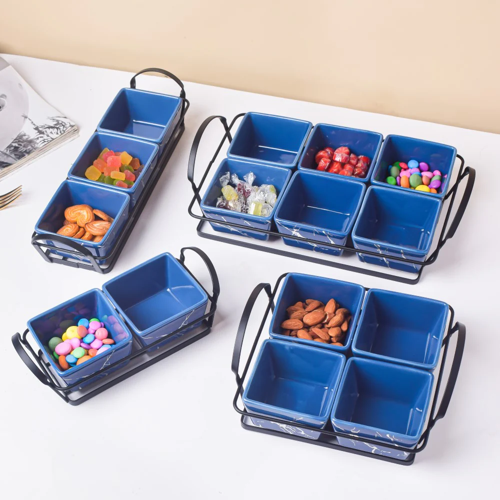 Cerulean Silver Ceramic Bowls Tray Set Of 7 200ml - Image 11
