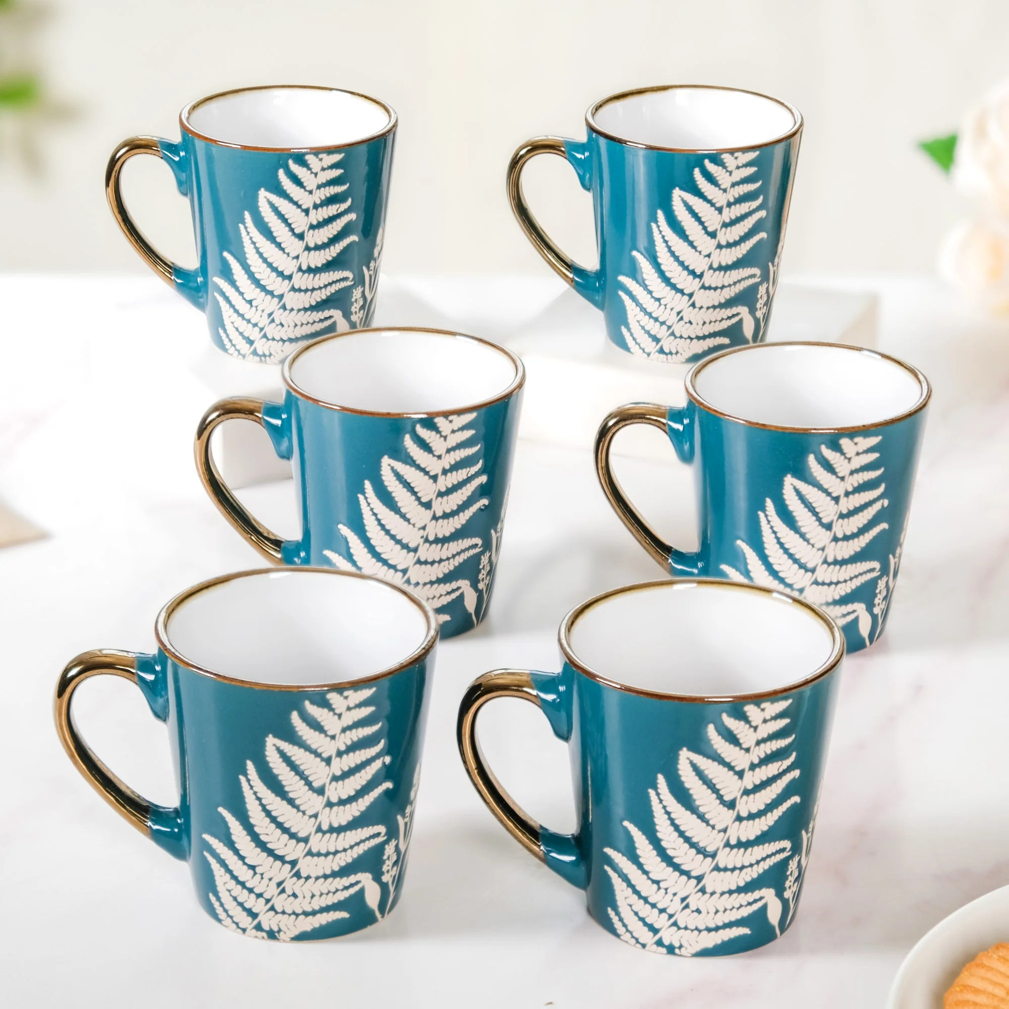 Chai Tea Latte Mug Set of 6 Teal 200ml - Image 2