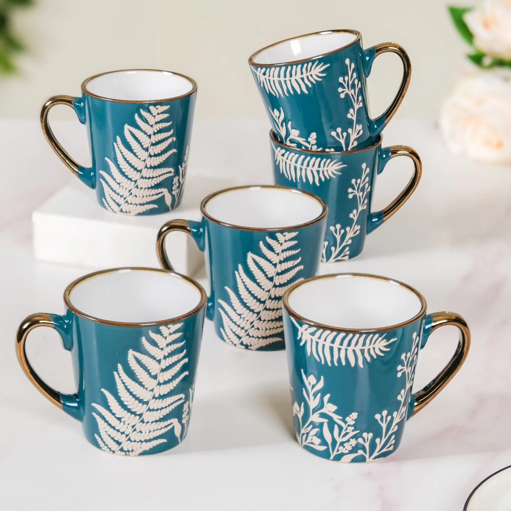 Chai Tea Latte Mug Set of 6 Teal 200ml - Image 3