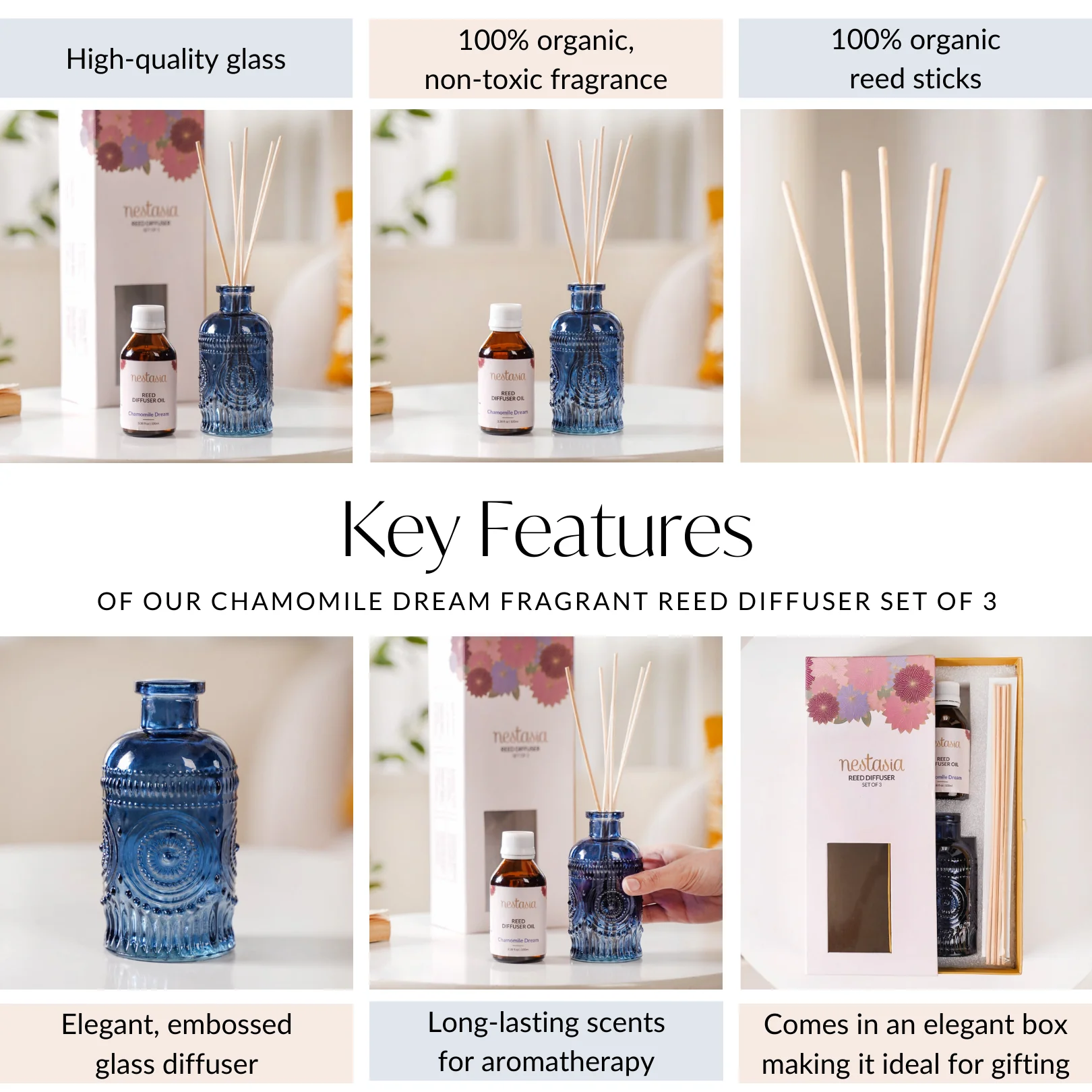 Chamomile Dream Fragrant Reed Diffuser Set Of 3 - Image 5