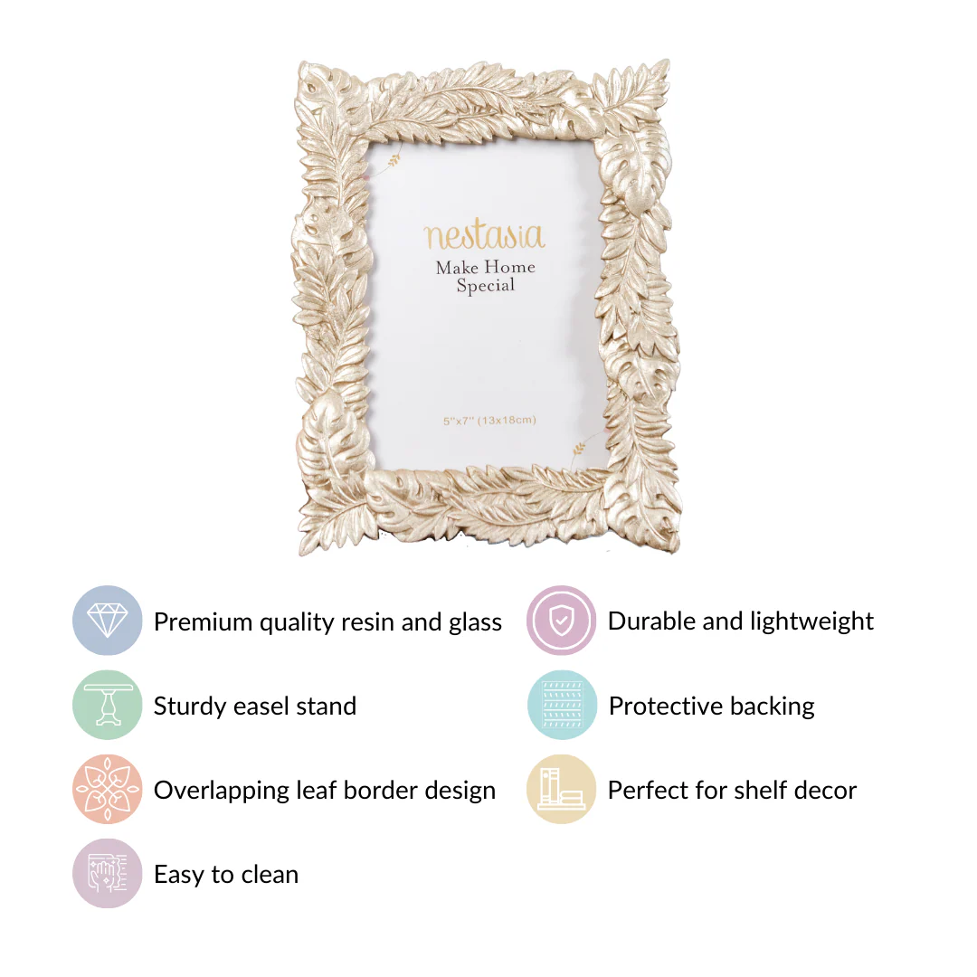Champagne Gold Leaves Photo Frame 10.5"x7" - Image 5