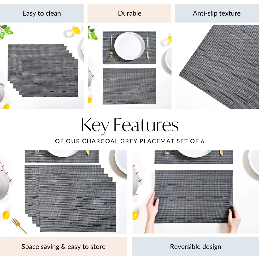 Charcoal Grey Placemat Set Of 6 - Image 5
